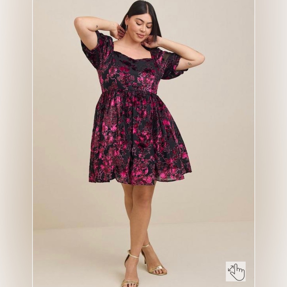 Torrid Mini Burnout Velvet Babydoll Dress